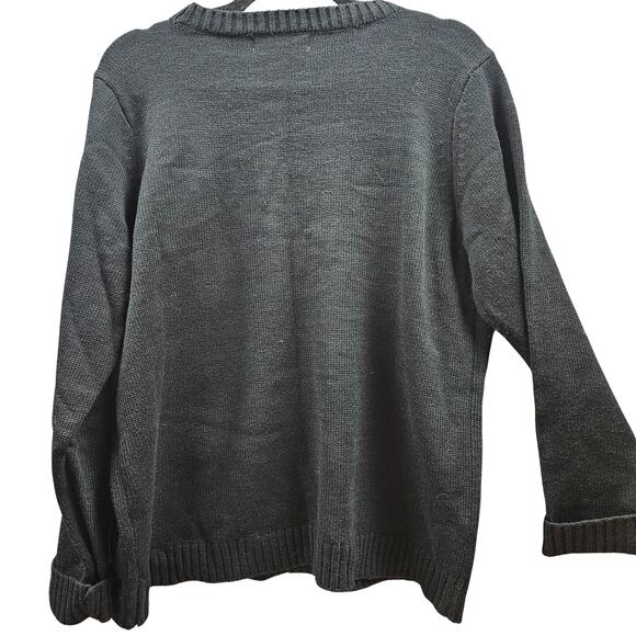 Karen Scott XL Holiday Christmas Crewneck Novelty Sweater Singing Llamas Black - Picture 2 of 7